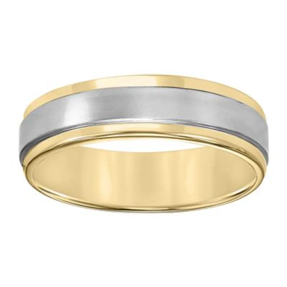 Men's 14k 6mm Flat Round Edge Carved Wedding Band