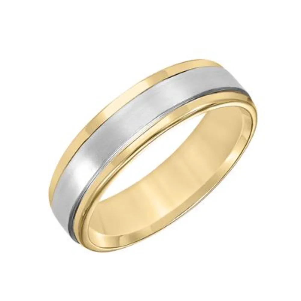 Men's 14k 6mm Flat Round Edge Carved Wedding Band