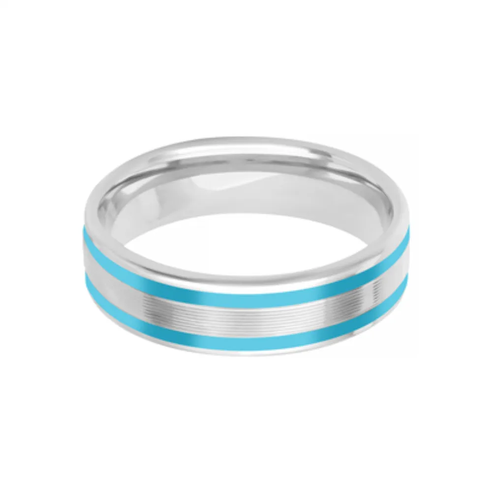 Men's 14k Ceramic & Gold Base Carved Wedding Band