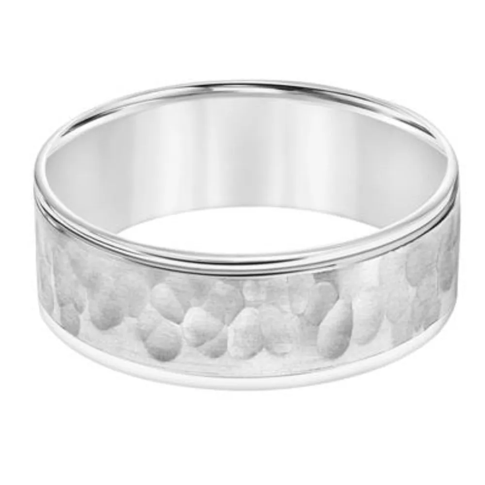 Men's 14k Hammered Brush Finish Wedding Band