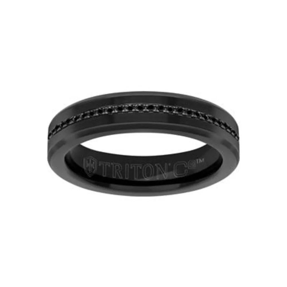 Men's 5mm Ceramic Tungsten Black Sapphire Band