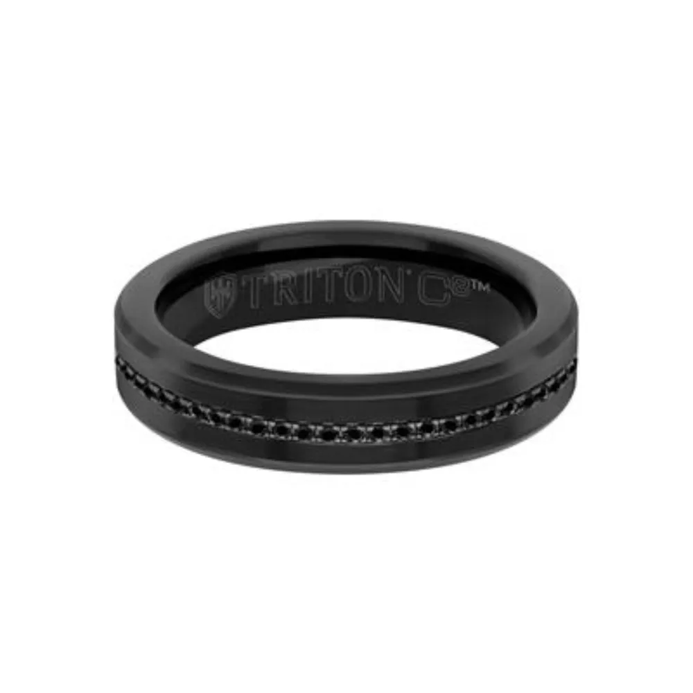 Men's 5mm Ceramic Tungsten Black Sapphire Band