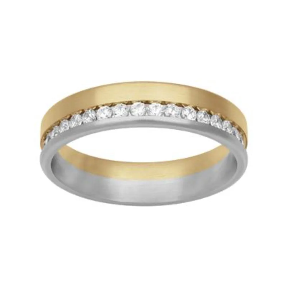Men's 5mm Platinum and 18k Gold Diamond Eternity Fusion Wedding Band