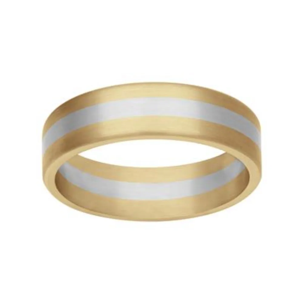 Men's 6mm 18k & Platinum Three Layer Fusion Wedding Band
