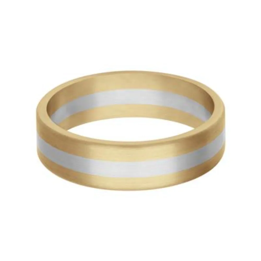 Men's 6mm 18k & Platinum Three Layer Fusion Wedding Band