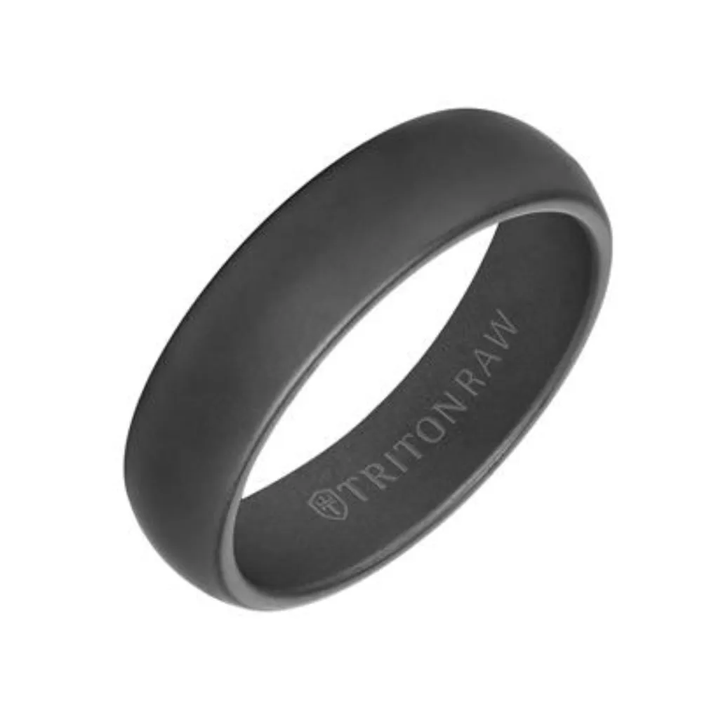 Men's 6mm Black Tungsten Round Edge Wedding Band
