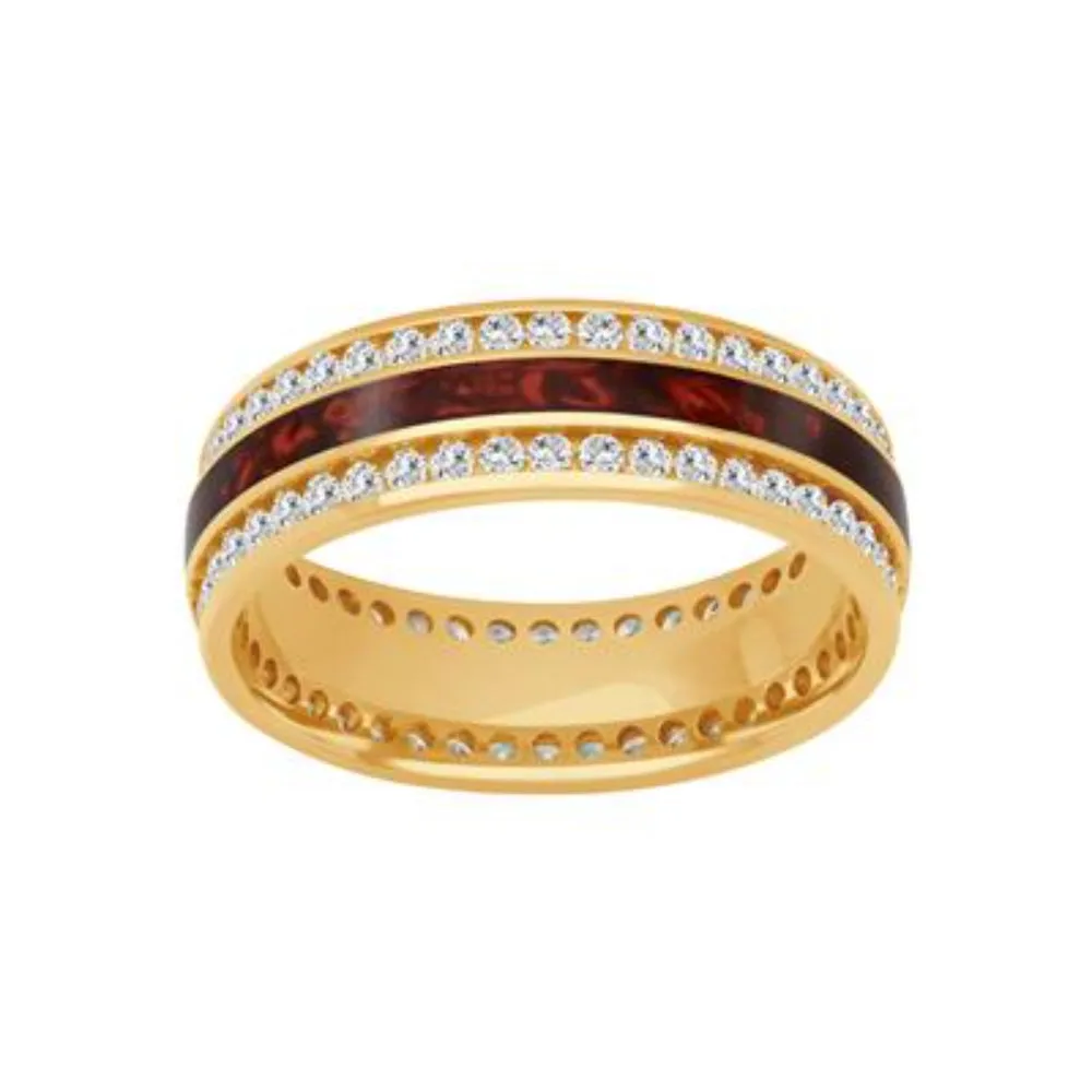 Men's 7mm Elevated Ceramic & Gold Diamond Wedding Band