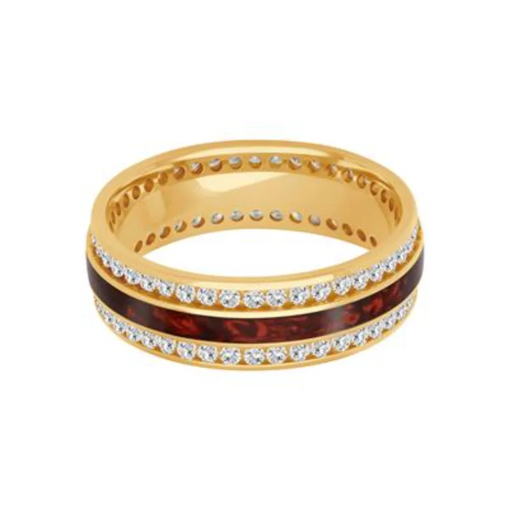 Men's 7mm Elevated Ceramic & Gold Diamond Wedding Band