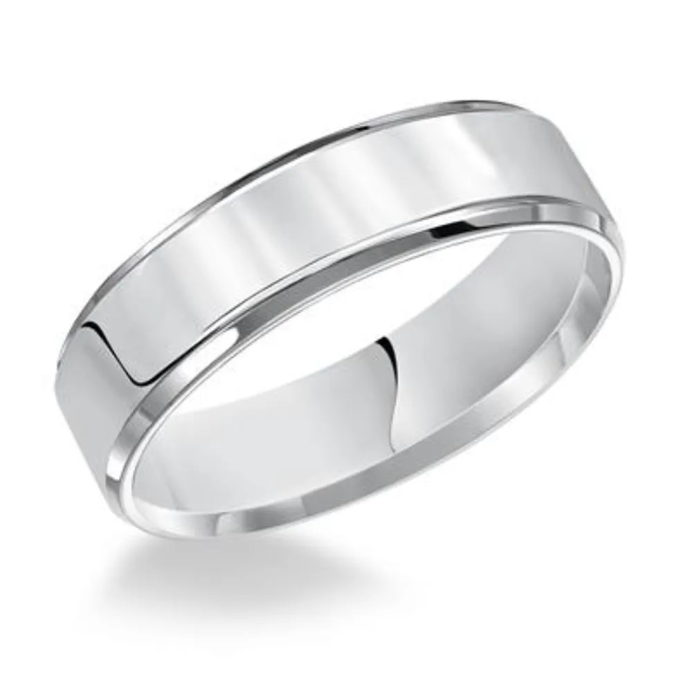 Men's 7mm Platinum Beveled Edge Wedding Band