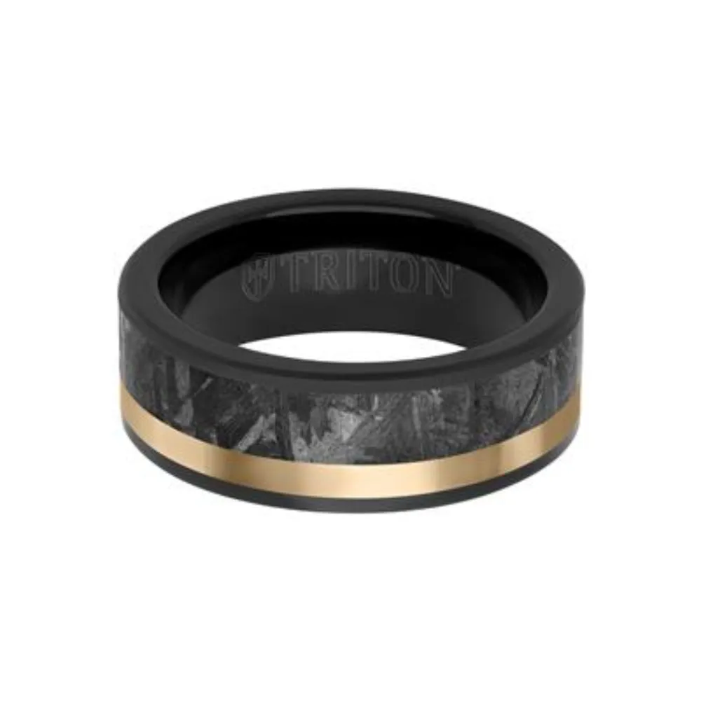 Men's 8mm Meteorite & Tungsten Wedding Band