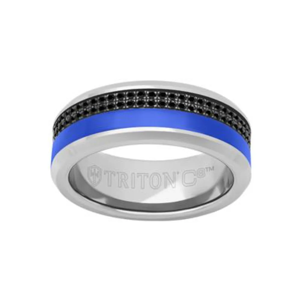 Men's 8mm Tungsten Band with Black Sapphires