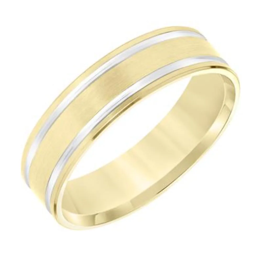 Men's 8mm Two-Tone Flat Edge Carved Wedding Band