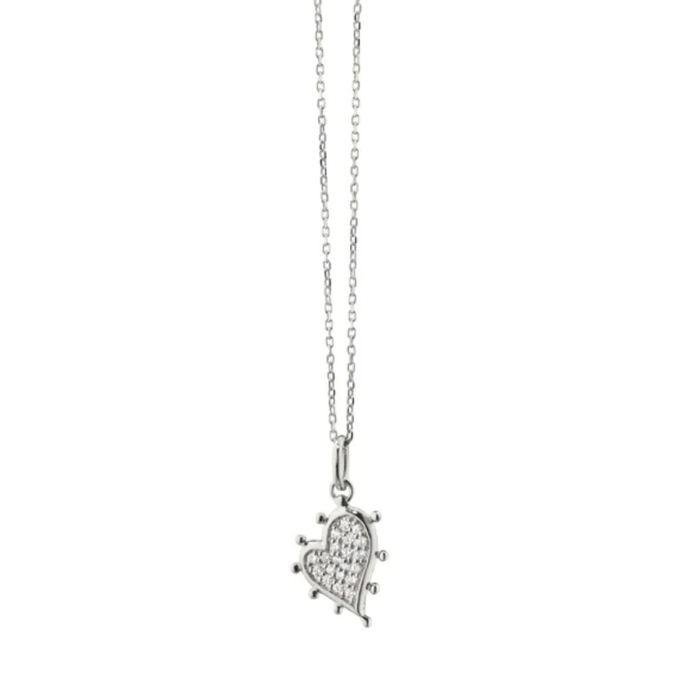 Monica Rich Kosann Petite Pave White Sapphire Heart Necklace
