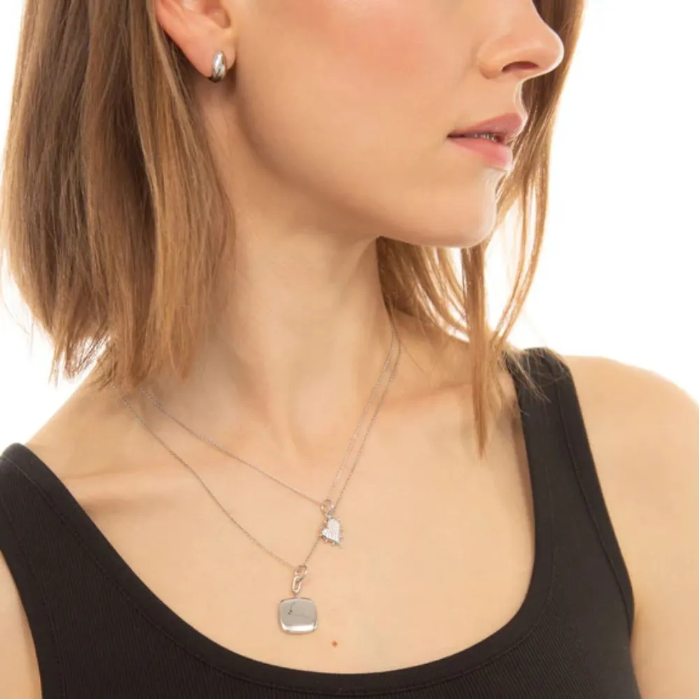 Monica Rich Kosann Petite Pave White Sapphire Heart Necklace