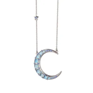 Monica Rich Kosann Sun, Moon and Stars Blue Topaz Crescent Moon Necklace