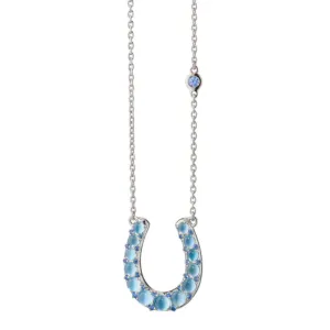 Monica Rich Kosann The Horseshoe Necklace with Blue Topaz over Mother of Pearl