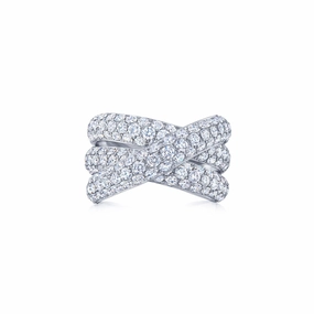 Moonlight Three-Row Crossover Ring with Pav Diamonds