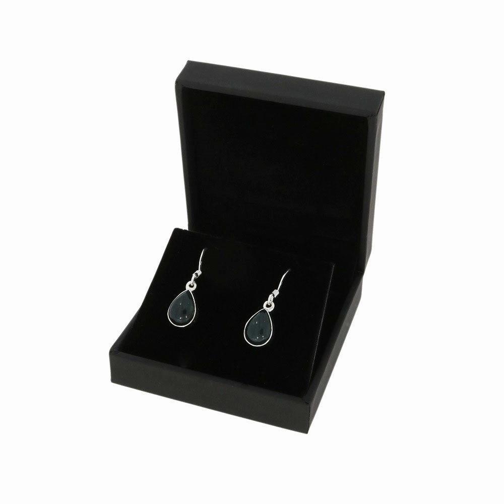 Moss Agate Sterling Silver Teardrop Drop Earrings