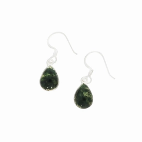 Moss Agate Sterling Silver Teardrop Drop Earrings