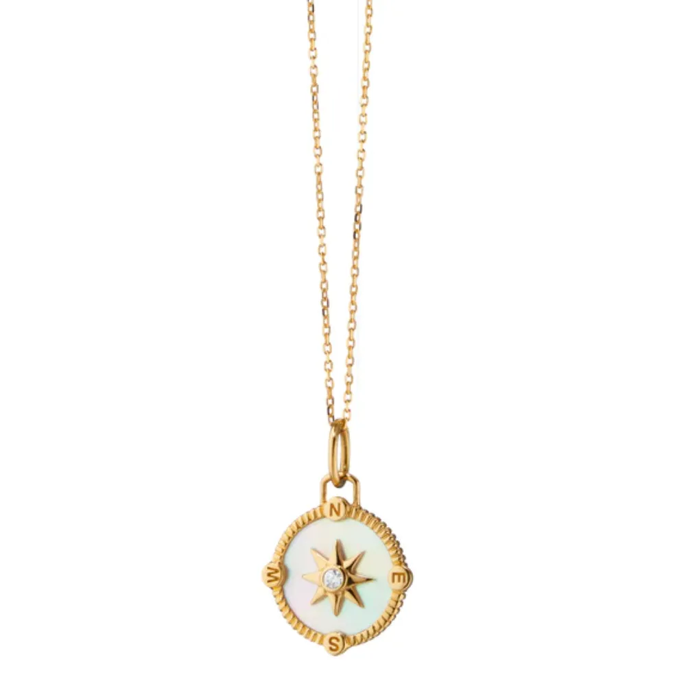 MRK 18k Mother of Pearl Mini "Adventure" Compass Charm