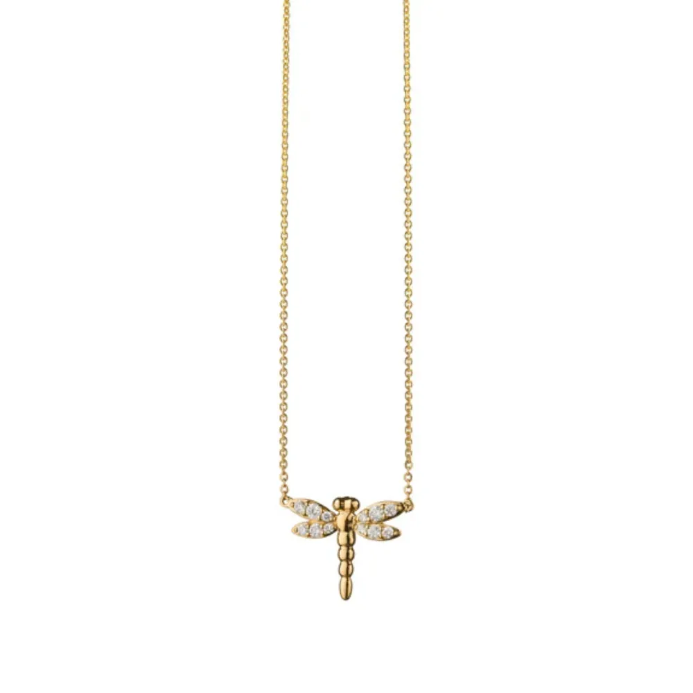 MRK Diamond Critter Dragonfly "Grace" 18k Gold Necklace