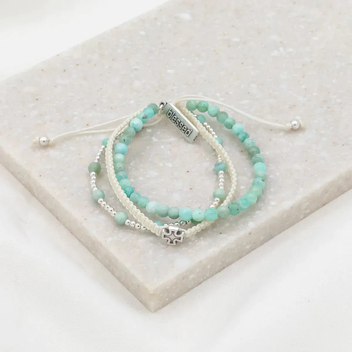 My Saint My Hero Amazonite Be Still Prayer Bracelet