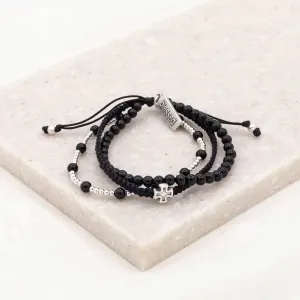 My Saint My Hero Black Agate Be Still Prayer Bracelet