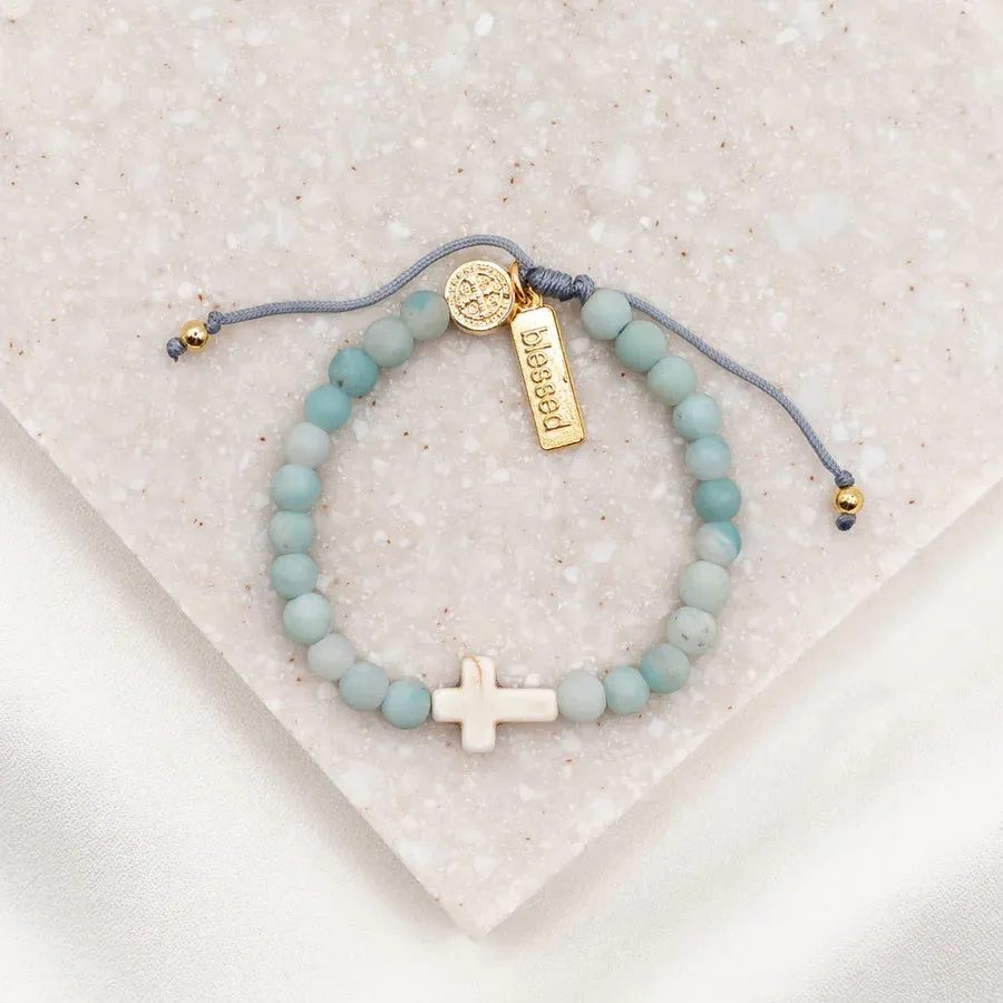 My Saint My Hero Divine Grace Amazonite Cross Bracelet