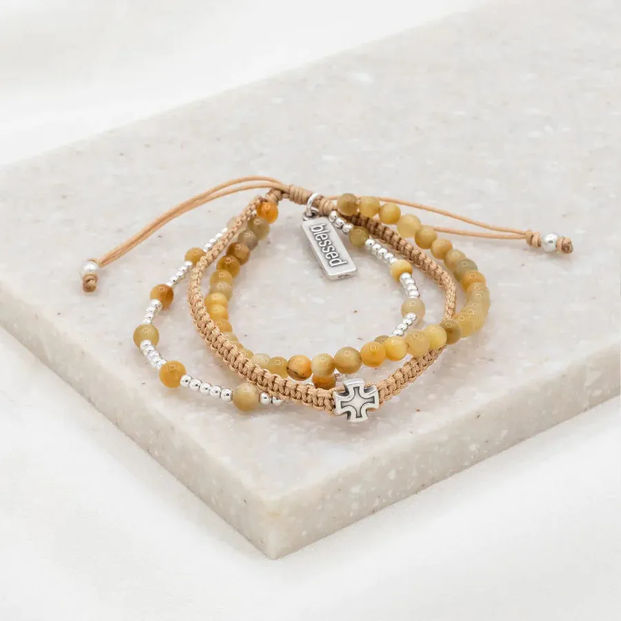 My Saint My Hero Tiger's Eye Be Still Prayer Bracelet