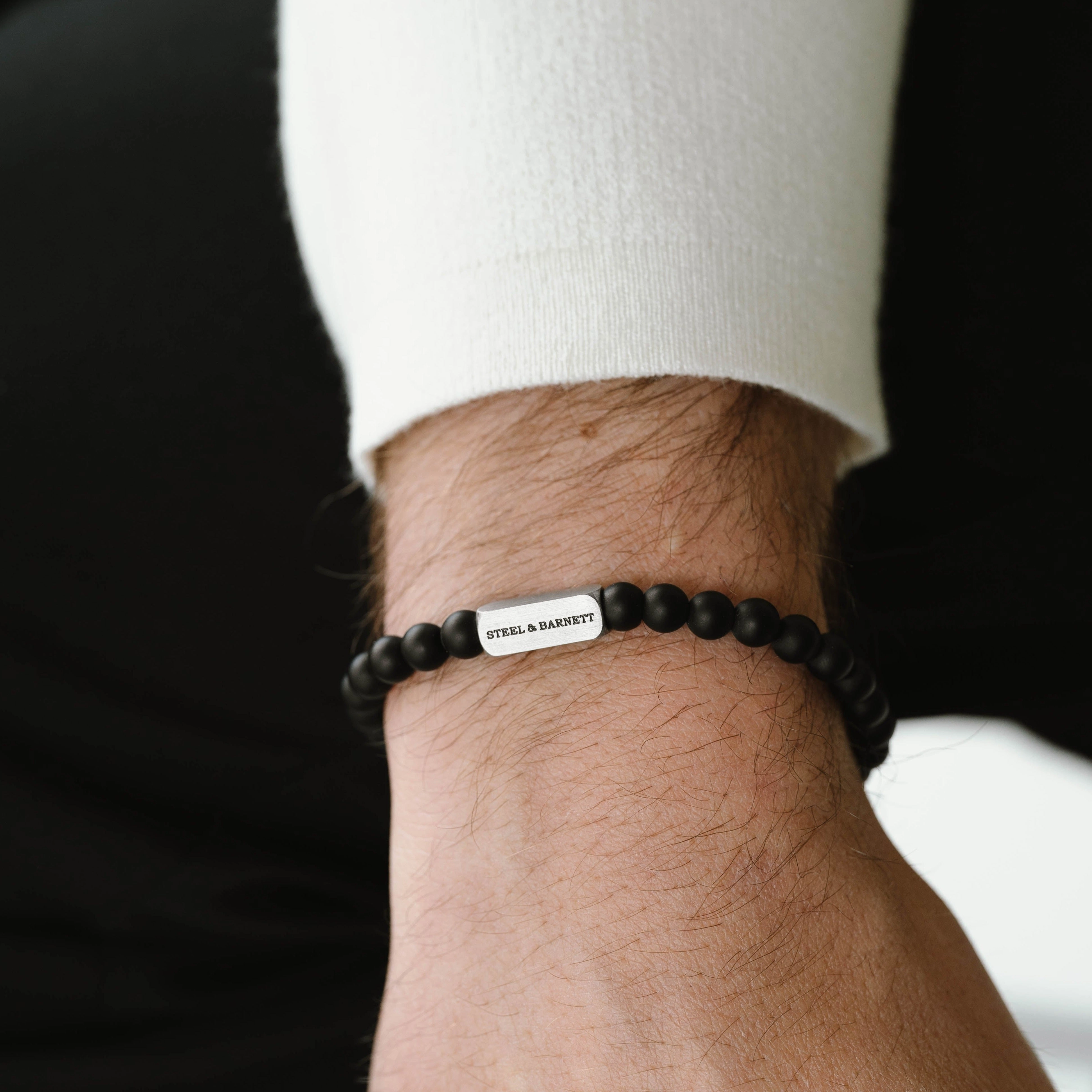 Natural Ned 6mm Round Gemstone Bracelet Black Onyx SBNN/001S
