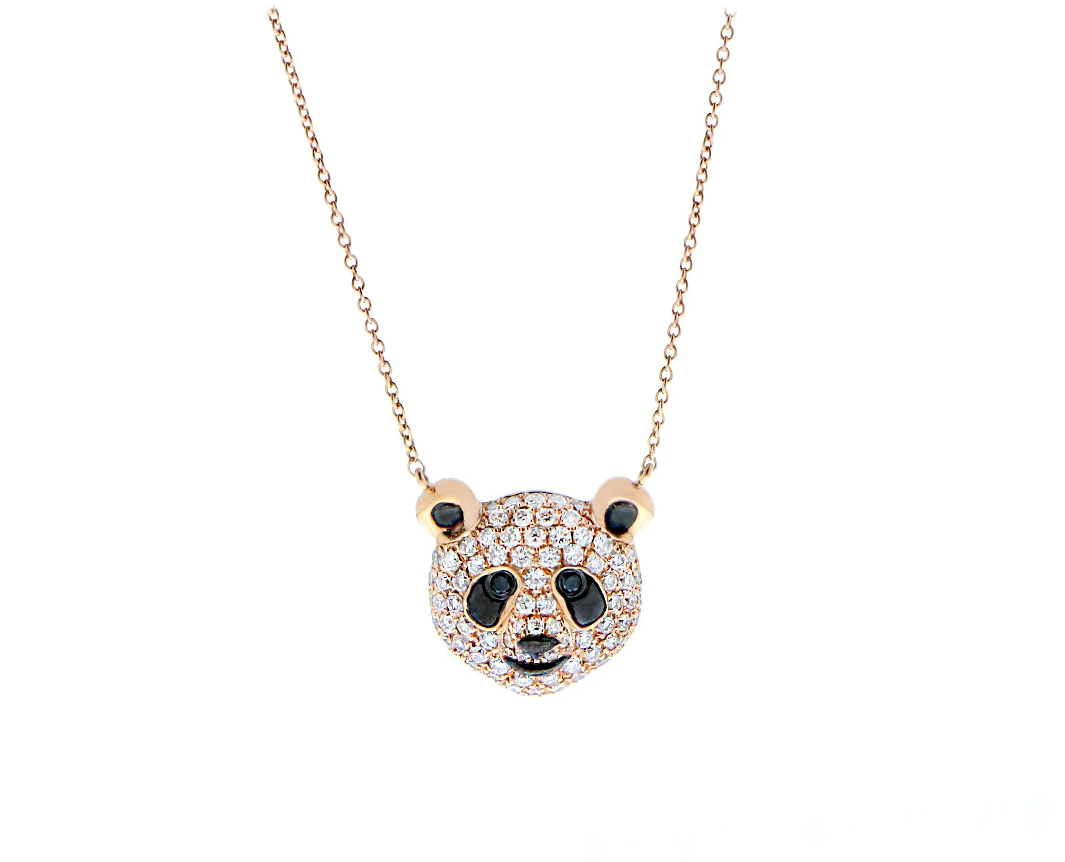 Necklace with a diamond panda bear