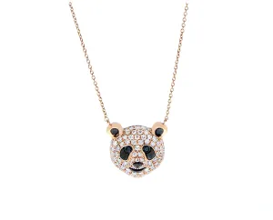 Necklace with a diamond panda bear