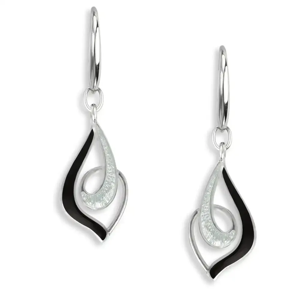 Nicole Barr Black Marquise Wire Earrings