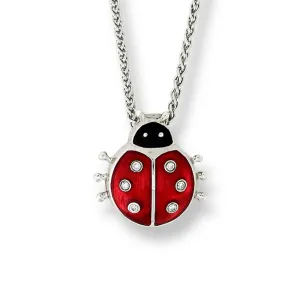 Nicole Barr Red Ladybug Necklace with White Sapphire