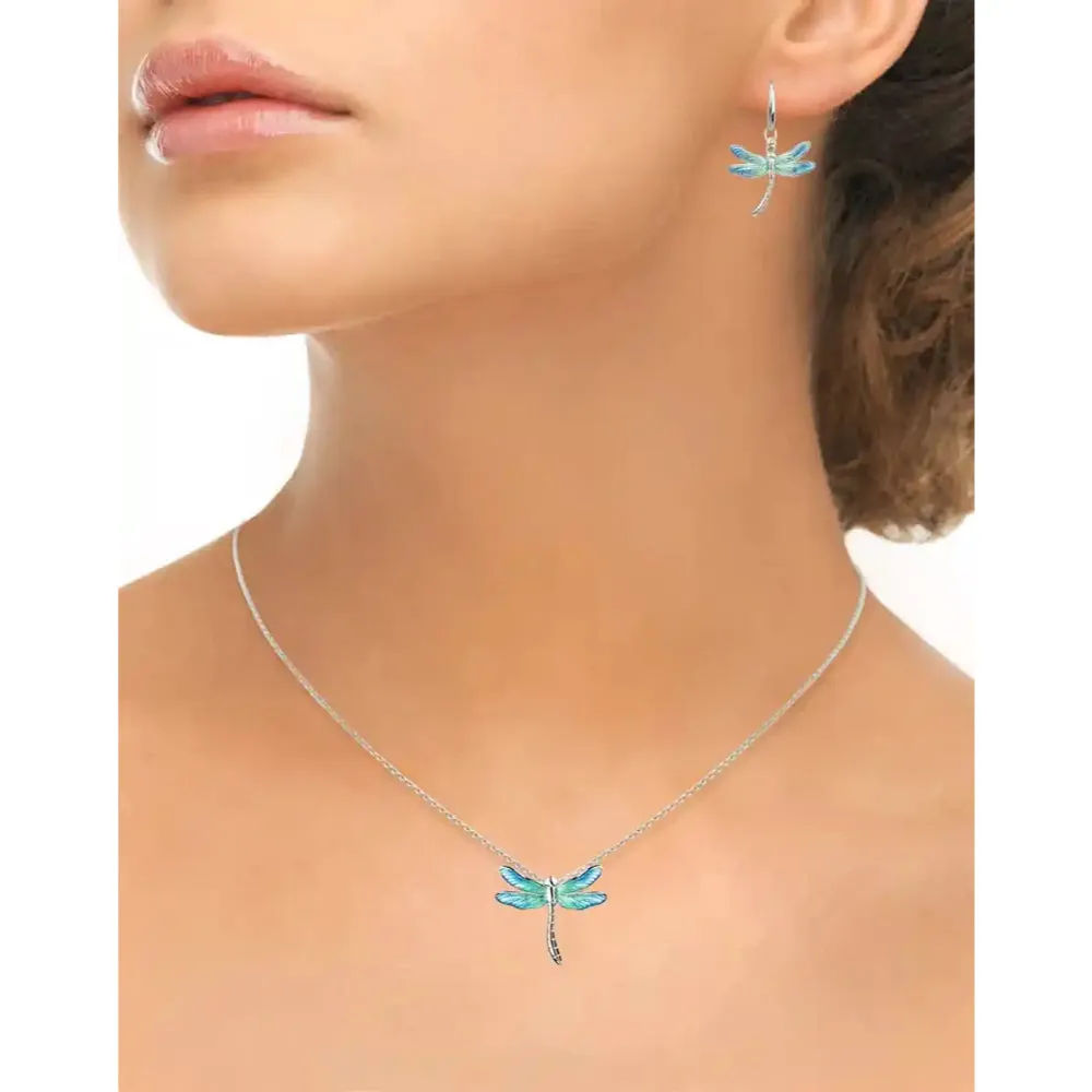 Nicole Barr Sterling Silver Blue Dragonfly Necklace