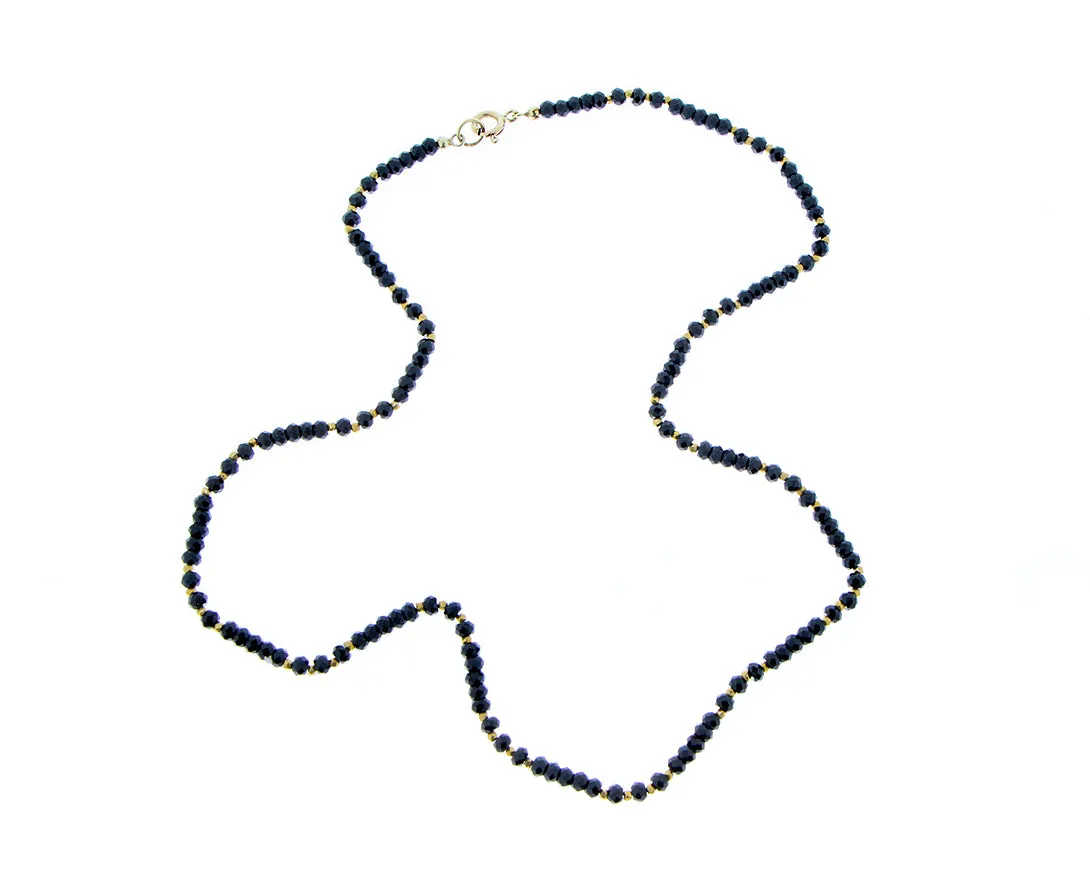 Onyx and yellow gold bead necklace