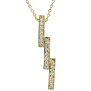 Pendentif 3 barettes en or jaune serties de diamants.