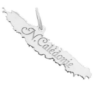 Pendentif carte de Nouvelle-Caldonie en argent.