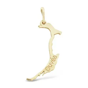 Pendentif carte Ouva en or jaune.