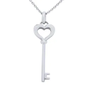 Pendentif cl en or blanc 18 carats motif coeur