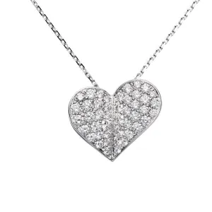 Pendentif coeur en or blanc serti de diamants
