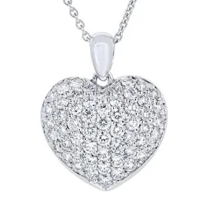 Pendentif coeur en or blanc serti de diamants
