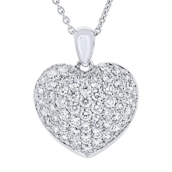 Pendentif coeur en or blanc serti de diamants