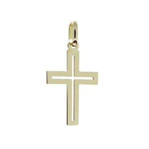 Pendentif croix en or jaune.