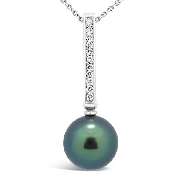 Pendentif en or blanc serti de diamants et perle de Tahiti
