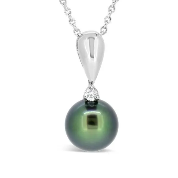 Pendentif en or blanc serti d'un diamant et une Perle de Tahiti