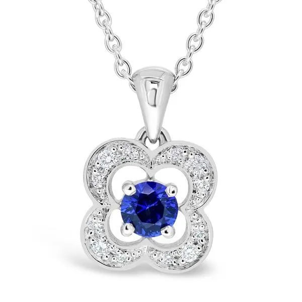 Pendentif en or blanc serti d'un saphir et de diamants.