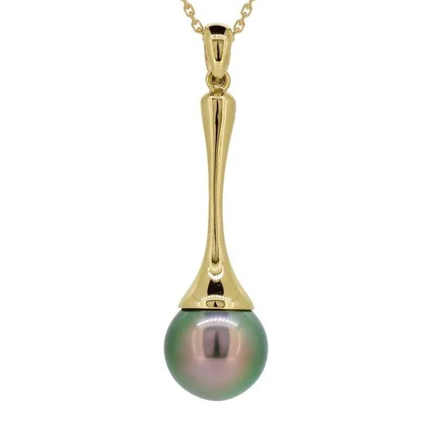 Pendentif en or jaune et une perle de Tahiti 10.6/11.5 mm.