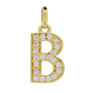 Pendentif en or jaune lettre B et diamants