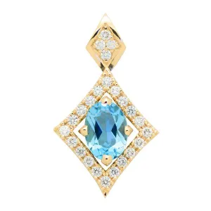 Pendentif en or jaune serti d'une topaze et de diamants.